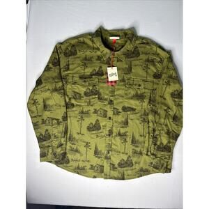 Woolrich Long Sleeve Toile Print Flannel Button Down Shirt Size 2XL Front Pocket